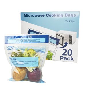 20 pack steam cooking bags, steam food storage bags, microwave steamer bags for vegetables, seafood and meat, microwave and freezer safe