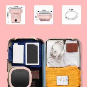 Portable Washing Machine, 11L Upgraded Large Capacity Foldable Mini Washer, Small Washing Machine for Apartments Travel Laundry Camping RV Dorm, Pink