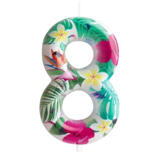 8th birthday candle flamingo number 8 candle flamingo cake topper decorations birthday party supplies white tropical hawaiian flowers themed for baby shower kids boy girl party decor supplies