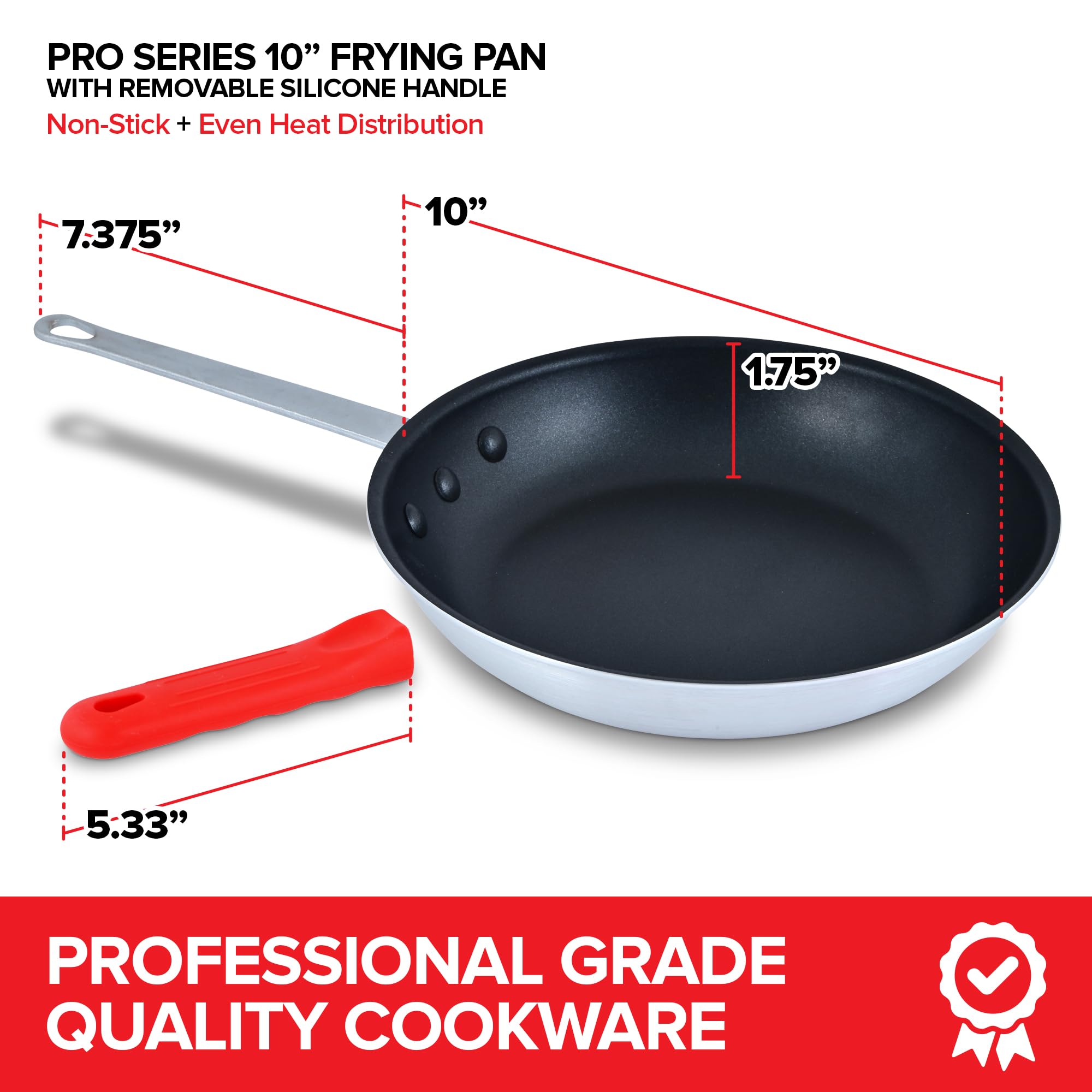 10" Pro Series Aluminum Nonstick Frying Pan, 3.5mm Thick Aluminum Professional Non Stick Pan, Every Day Use Heavy Duty Non Stick Frying Pan with Deep Sloped Sides and Riveted Handle for Extra Comfort