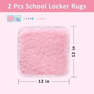 2 Pcs School Locker Rugs,12''Soft Fluffy Faux Fur Area Carpet with Anti-Slip Layer,Tie-dye Square Locker Decorations Aesthetic Nail Photography for Girls (Pink, 12×12in)