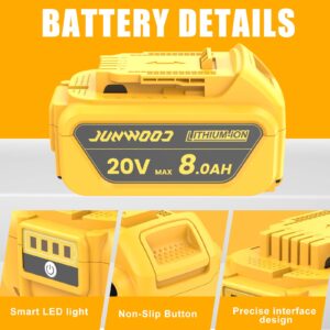 20V 8.0Ah Replacement for Dewalt 20V Max Battery, Compatible with Dewalt 20V Battery Max XR Cordless Tools DCB206 DCB200 DCB201 DCB204 DCB207 DCD/DCF/DCG Series 2Pack