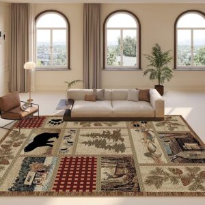 soyalie lodge native rustic cabin bear area rugs for living room non-slip vintage empire cabin bear rug bedroom decor abstract rustic farmhouse floor mat 5'x7'