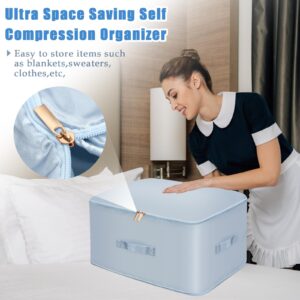 Ultra Space Saving Self Compression Organizer,Comforter Storage Bag,Self Compression Moving Organizer Bags for Comforters,Quilts,Blankets,Bedding Storage (Blue,X-L-52 * 42 * 60cm)