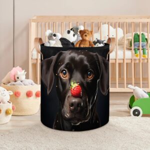 TULIMET Black Labrador Laundry Basket Waterproof Laundry Hamper with Handles Decorative Storage Basket Dirty Clothes Hamper for Bathroom Bedroom