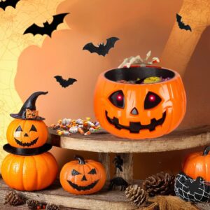 Anlass Halloween Candy Bowl Animated Pumpkin Candy Holder with Moving Skeleton Hand Creepy Sound and Red Eyes for Halloween Decorations Indoors and Trick or Treats