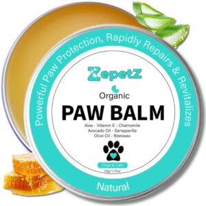 zepetz paw & nose balm for dogs and cats - lick-safe, 100% organic & natural. heals, repairs, and restores dry, cracked, and damaged paws & noses. moisturizes, protects, soothes & revitalizes 1.75 oz.