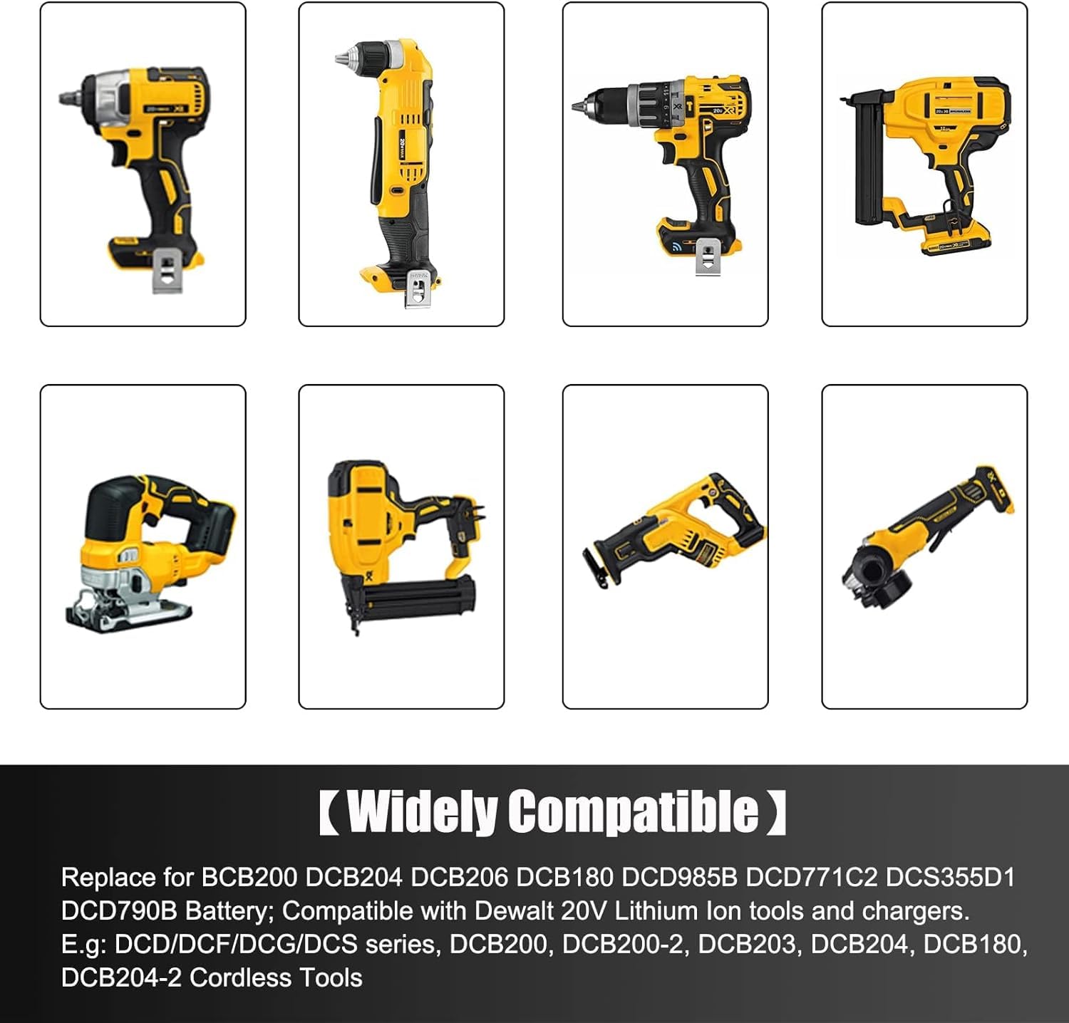 20V 8.0Ah Replacement for Dewalt 20V Max Battery, Compatible with Dewalt 20V Battery Max XR Cordless Tools DCB206 DCB200 DCB201 DCB204 DCB207 DCD/DCF/DCG Series 2Pack