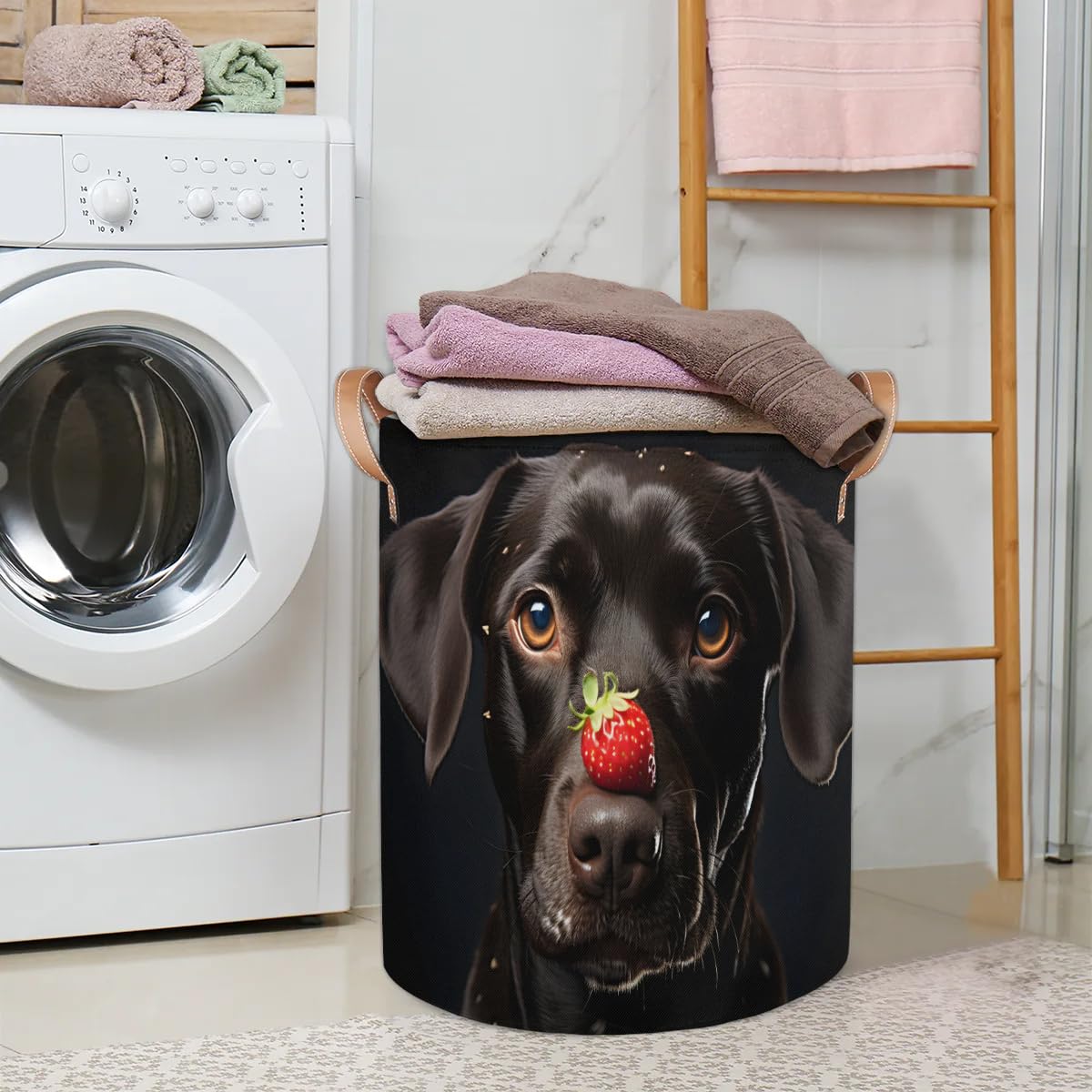 TULIMET Black Labrador Laundry Basket Waterproof Laundry Hamper with Handles Decorative Storage Basket Dirty Clothes Hamper for Bathroom Bedroom