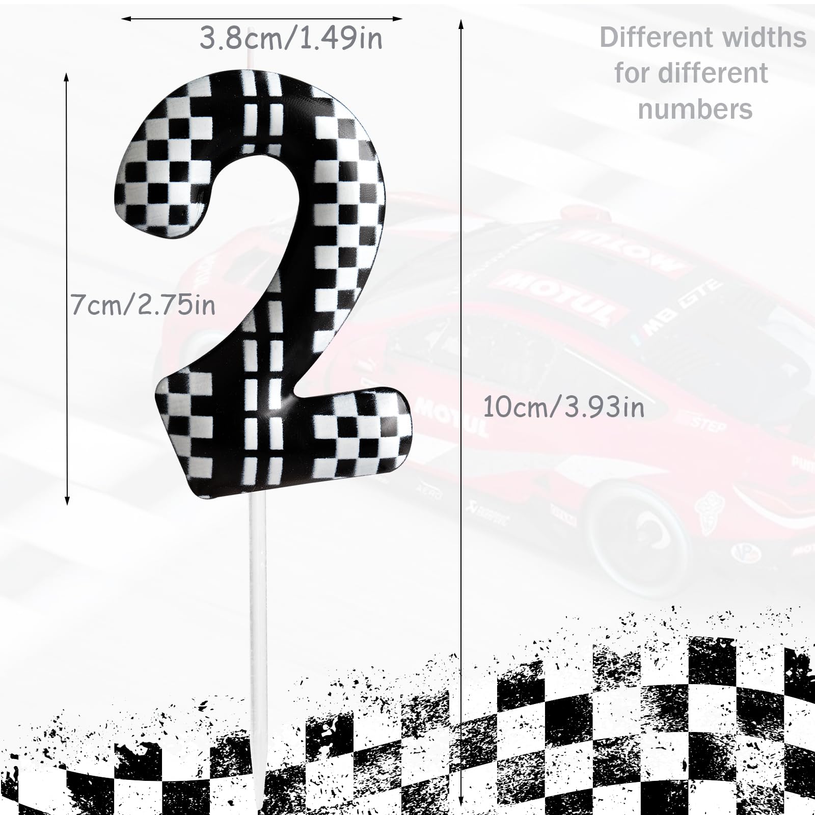 3rd Birthday Candle Racing Cars Number 3 Candle Racing Cars Cake Decoration Birthday Party Supplies Black White Racing Cars Themed Cake Topper Decorations for Kids Boy Girl Party Decor Supplies