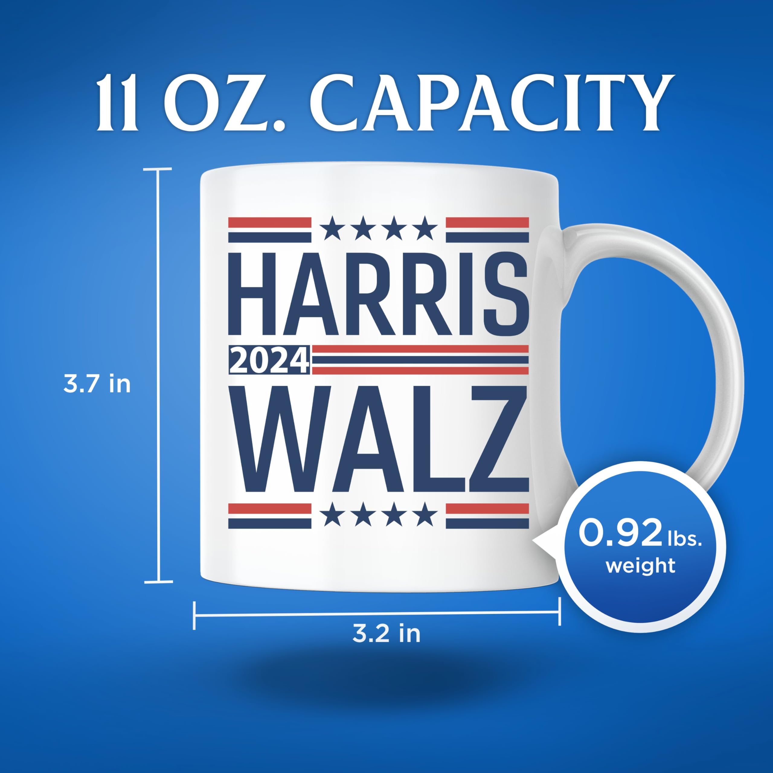 Bliss Monkey Co. Harris Walz 2024 Coffee Mug - Kamala Harris and Tim Walz Waltz '24 Election - 11 Ounce Coffee Cup - Premium Quality Ceramic - HWM005