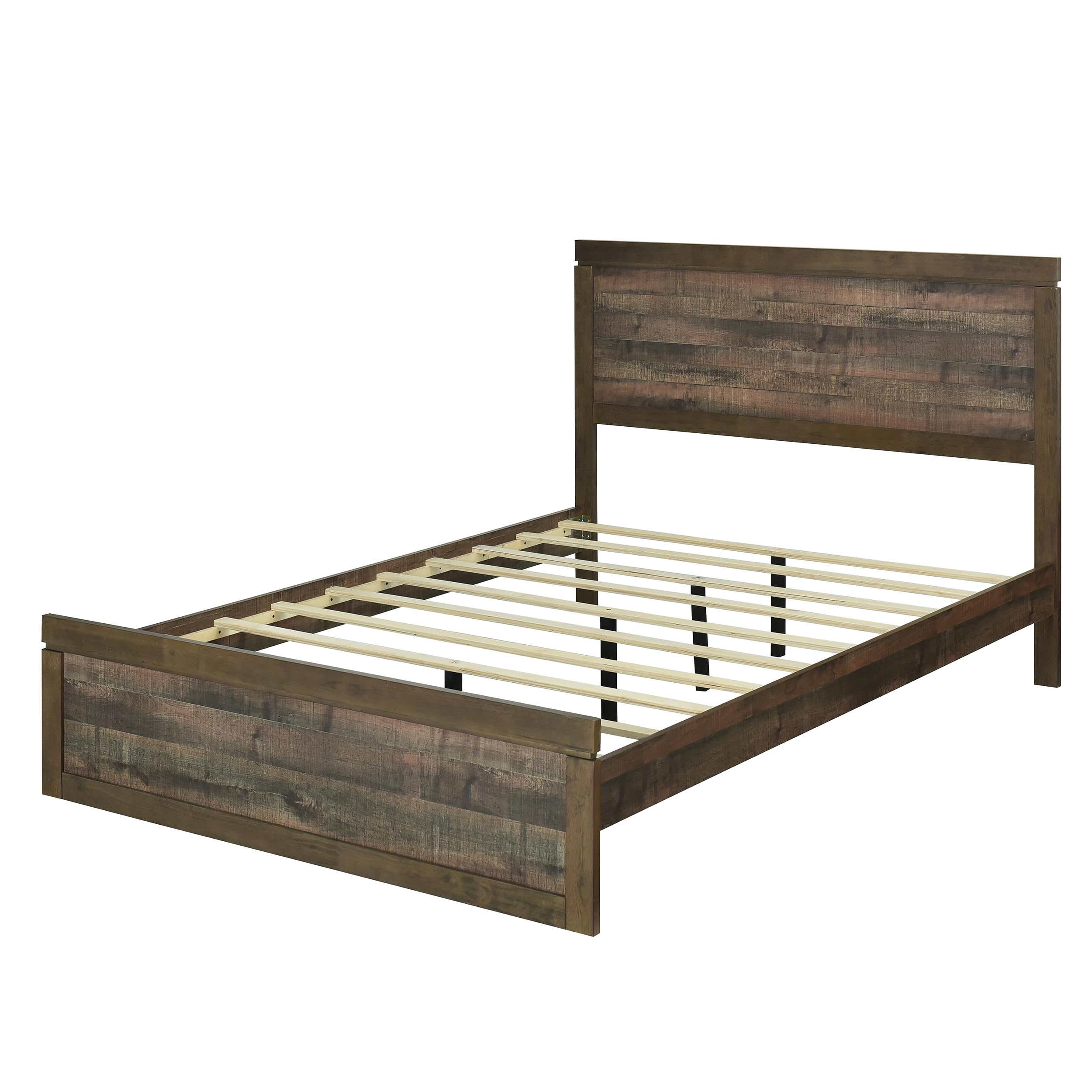 RuiSiSi Farmhouse Full Bed Frame with 47.9” Headboard and Footboard Wood Platform Bed with 10 Wooden Slats for Bedroom