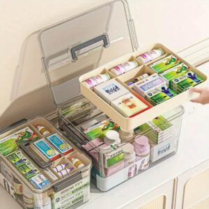 Ledander Portable Medicine Storage Box with Compartments, Clear Plastic (white)