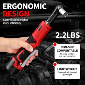 FULLYEA Electric Ratchet Wrench Set, 550 RPM Cordless Ratchet Wrench, 3/8" 18V Power Ratchet Tools with Variable Speed, LED Light, 7 Sockets, 2 Packs 2.0Ah Lithium-Ion Battery and Fast Charger