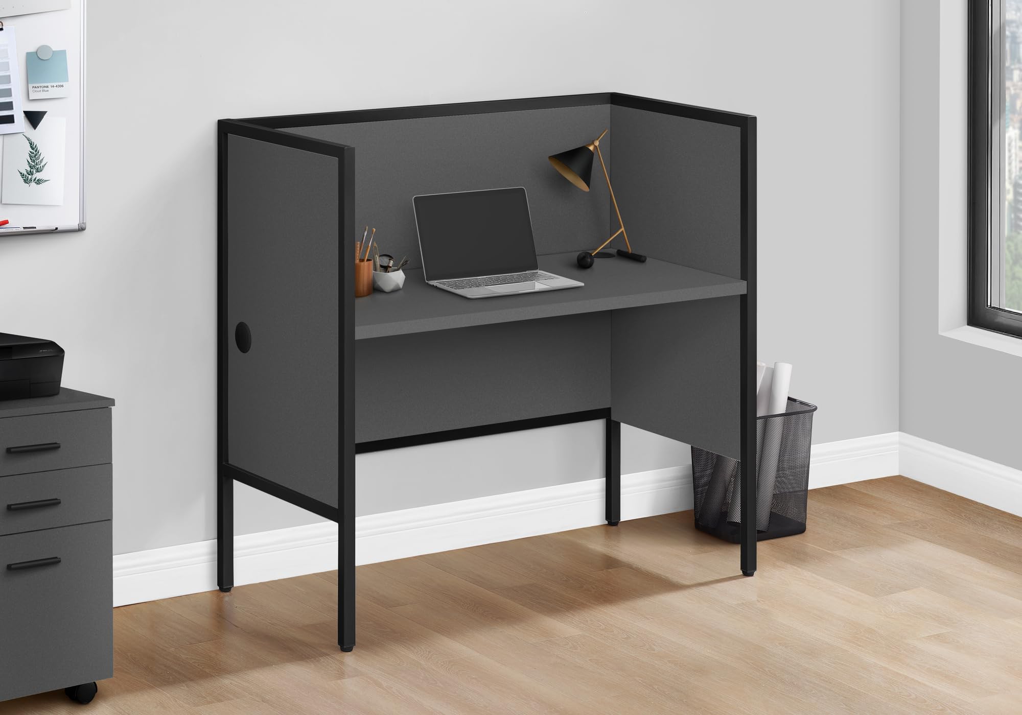 Monarch Specialties I 7734 Office Cubicle, 48" L, Desk, Work, Commercial Grade, Grey Laminate, Black Metal