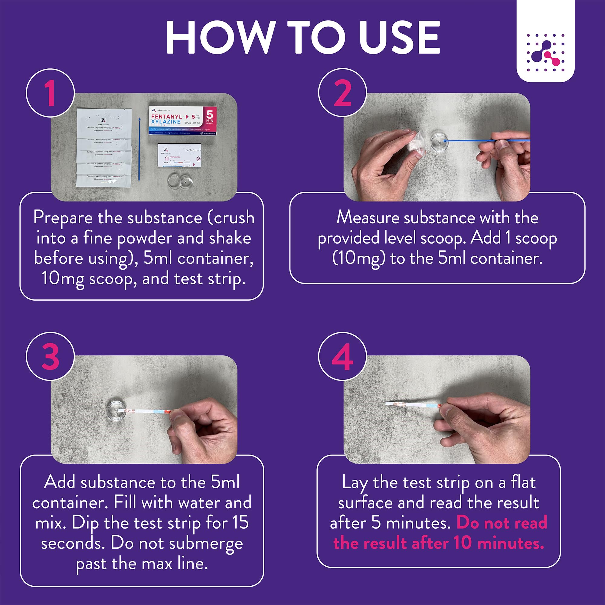 Signify Analytics Fentanyl & Xylazine Test Kit | 5 Combo Test Strips for Fentanyl & Xylazine | Reliable Testing Strips for Pills, Powders, and Liquids