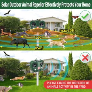 Solar Ultrasonic Animal Repeller,2024 Upgrade Cat Repellent Outdoor,Solar Outdoor Animal Repeller Squirrels Repellent with Motion Sensor and Flashing Lights,Dog Repellent,Repel Raccoon,Skunk,Squirrels