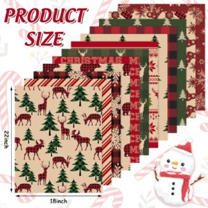 JarThenaAMCS 12Pcs Christmas Cotton Fabric Bundles 18 x 22 Inch Red Green Woodland Fat Quarters Xmas Sewing Fabrics for DIY Craft Party Decor