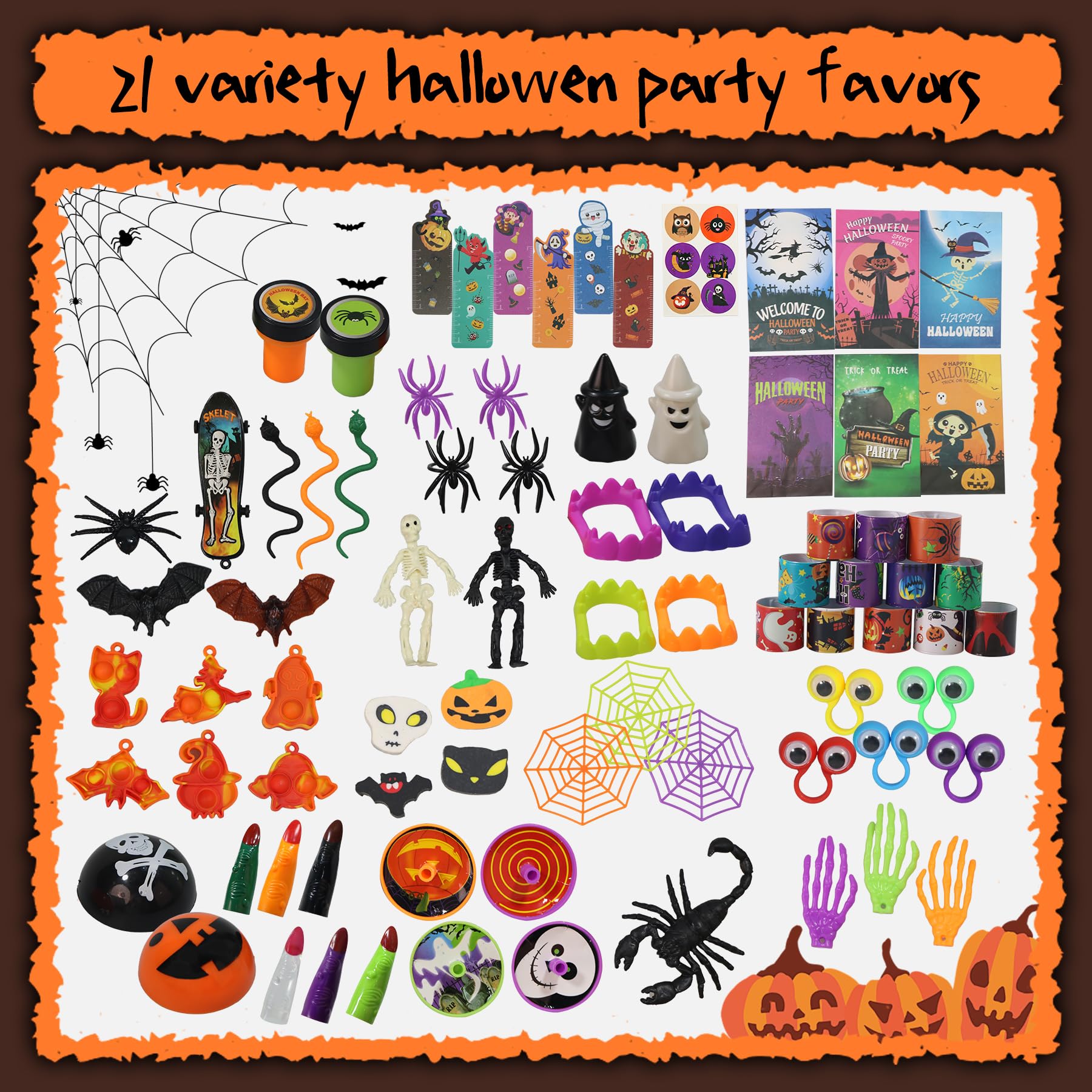 306 PCS Halloween Party Favors Bulk, Halloween Goodie Bags Fillers for Trick or Treat, Fidget Toys Bulk, Halloween Treats Non Candy Carnival Treasure Box Classroom School Kids Adults Prizes Gifts