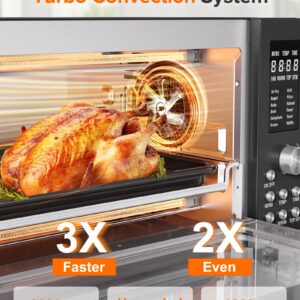 Nuwave Bravo Pro Smart Air Fryer Toaster Oven Combo, Airfryer Convection Oven Countertop, 12-in-1 Functions with Quicker & Even Crisp Technology, 1800W, 50-450°F, PFAS-Free, 21QT, Black