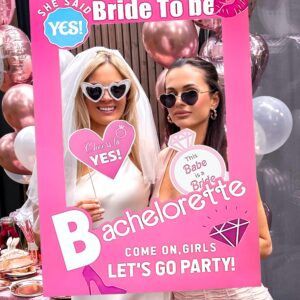 JeVenis Lets Go Party Bachelorette Photo Booth Props Hot Pink Girl Bachelorette Party Supplies for Bachelorette Bridal Shower Party Supplies