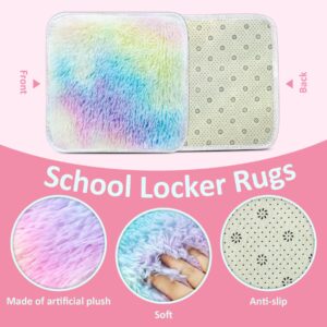 2 Pcs School Locker Rugs,12''Soft Fluffy Faux Fur Area Carpet with Anti-Slip Layer,Tie-dye Square Locker Decorations Aesthetic Nail Photography for Girls (Pink, 12×12in)