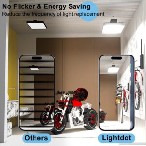 Lightdot 2FT LED High Bay Shop Lights,100-277v Linkable,200W 2FT LED Light Fixtures for Garage Workshop Supermarket, 30000LM [Eqv. 1000W MH] 5000K,Flush,Pipe and Hanging Mouting Available-2Pack,White