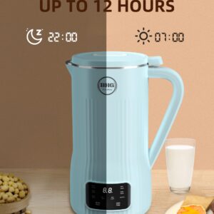 20oz Nut Milk Maker Machine - Multi-Functional Automatic Almond Milk Machine with 10 Blades, Plant-Based Milk, Oat, Soy, Oat, Dairy Free Beverages with 12 Hours Timer/Auto-clean/Boil（blue）