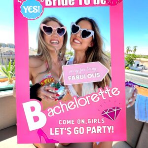 JeVenis Lets Go Party Bachelorette Photo Booth Props Hot Pink Girl Bachelorette Party Supplies for Bachelorette Bridal Shower Party Supplies