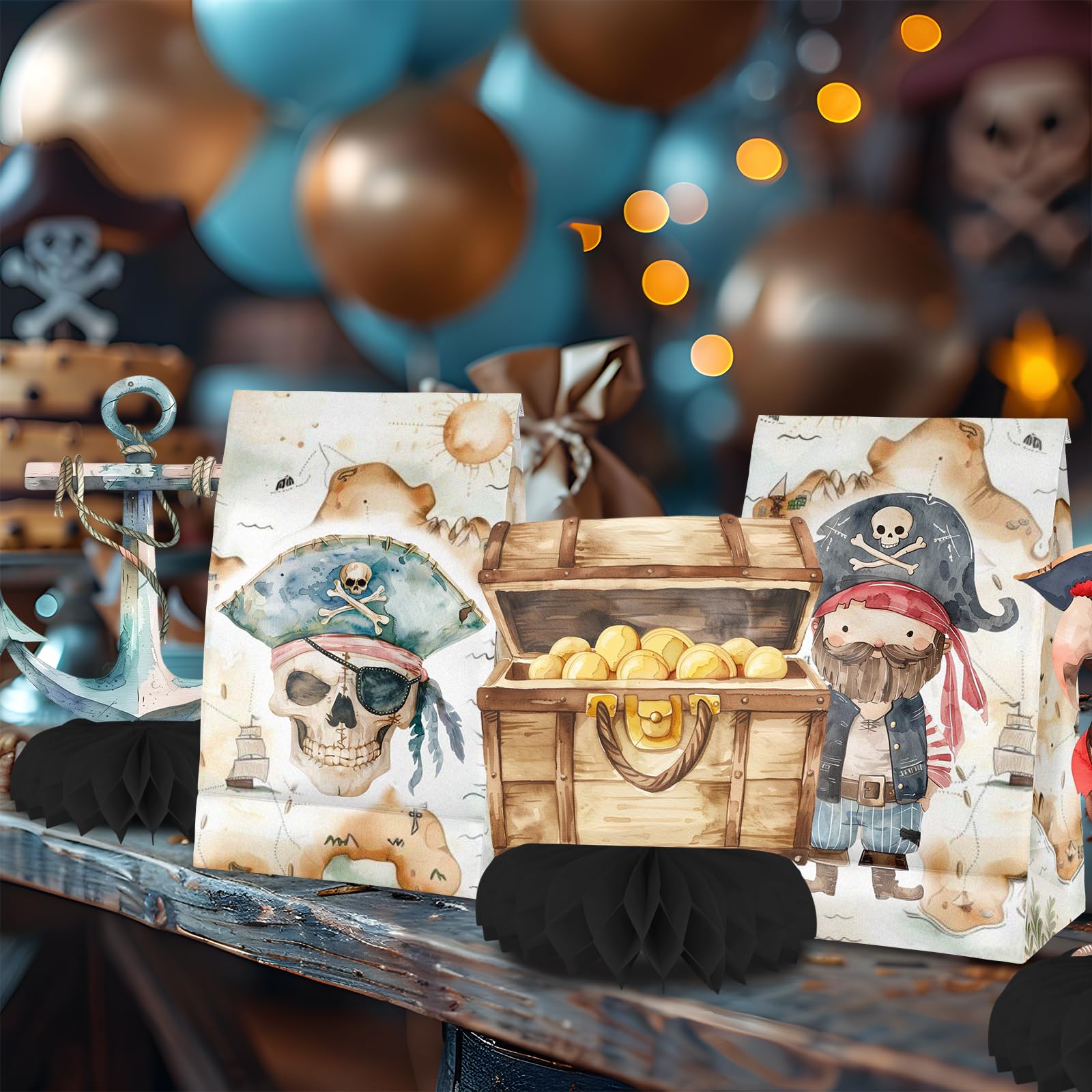 Pirate Party Decorations - Pirate Honeycomb Centerpieces for Kids' Pirate Birthday and Baby Shower Table Decor