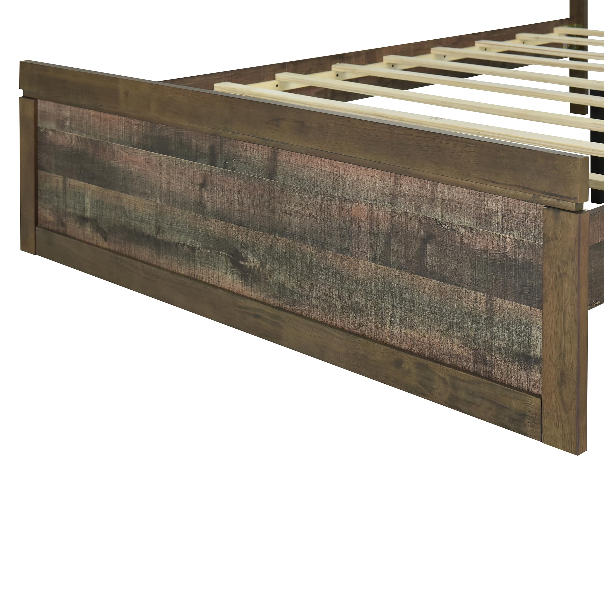 RuiSiSi Farmhouse Full Bed Frame with 47.9” Headboard and Footboard Wood Platform Bed with 10 Wooden Slats for Bedroom