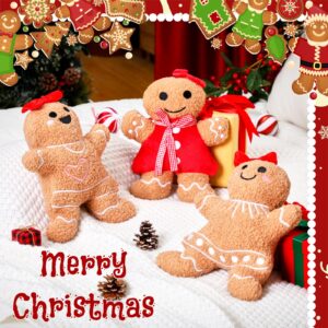 Konohan 3 Pcs Christmas Gingerbread Pillows Gingerbread House Gingerbread Man Throw Pillows Stuffed Gingerbread Shaped Pillow for Christmas Party Outdoor Cushion Decorations(Cute Style)