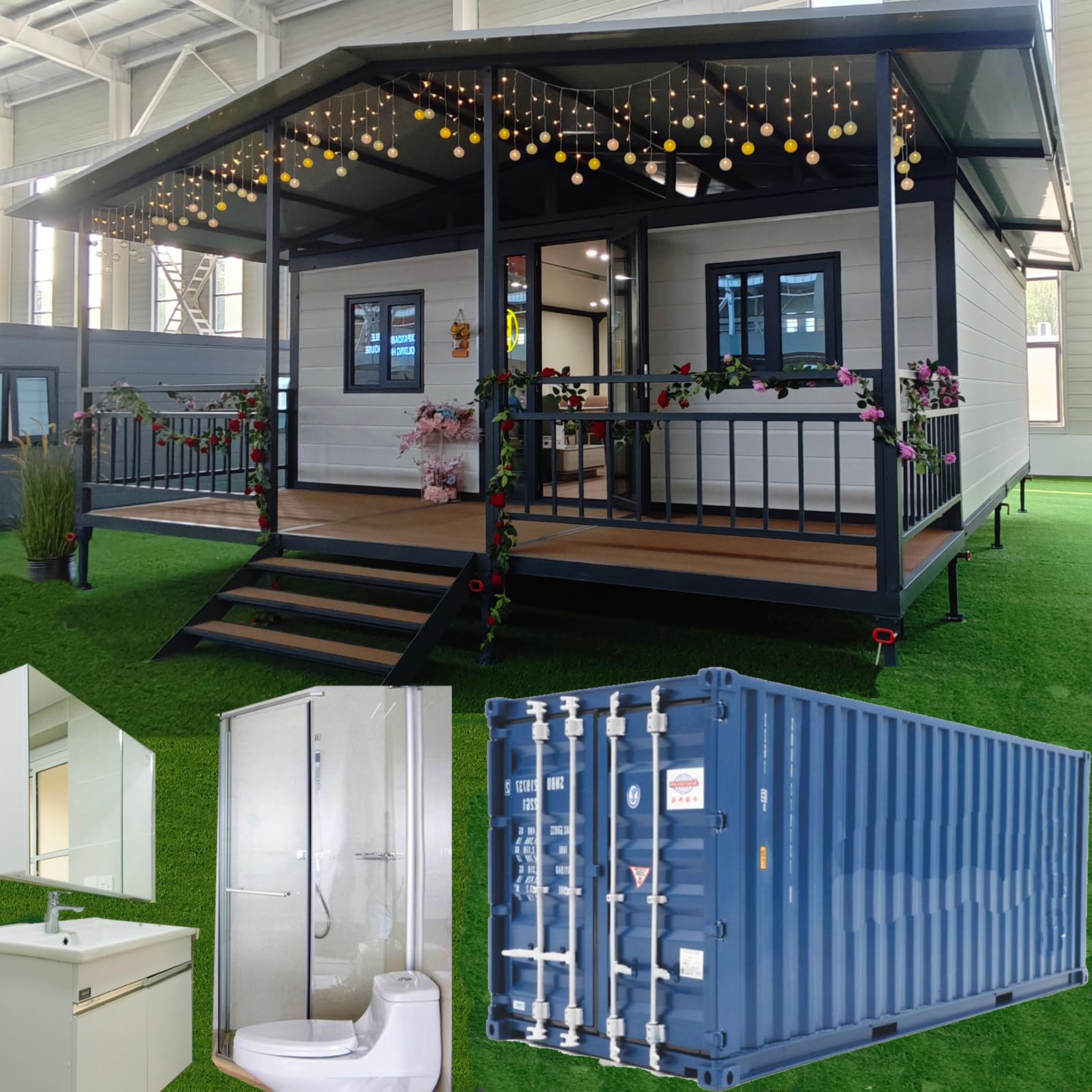 Double Story Prefab House Balcony Rainshed Fence Tiny Homes to Live in for Adults Expandable Foldable Houses kit casas prefabricadas para Vivir Small Foldable Container Mobile Modular Guest House