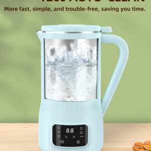 20oz Nut Milk Maker Machine - Multi-Functional Automatic Almond Milk Machine with 10 Blades, Plant-Based Milk, Oat, Soy, Oat, Dairy Free Beverages with 12 Hours Timer/Auto-clean/Boil（blue）