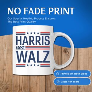 Bliss Monkey Co. Harris Walz 2024 Coffee Mug - Kamala Harris and Tim Walz Waltz '24 Election - 11 Ounce Coffee Cup - Premium Quality Ceramic - HWM005