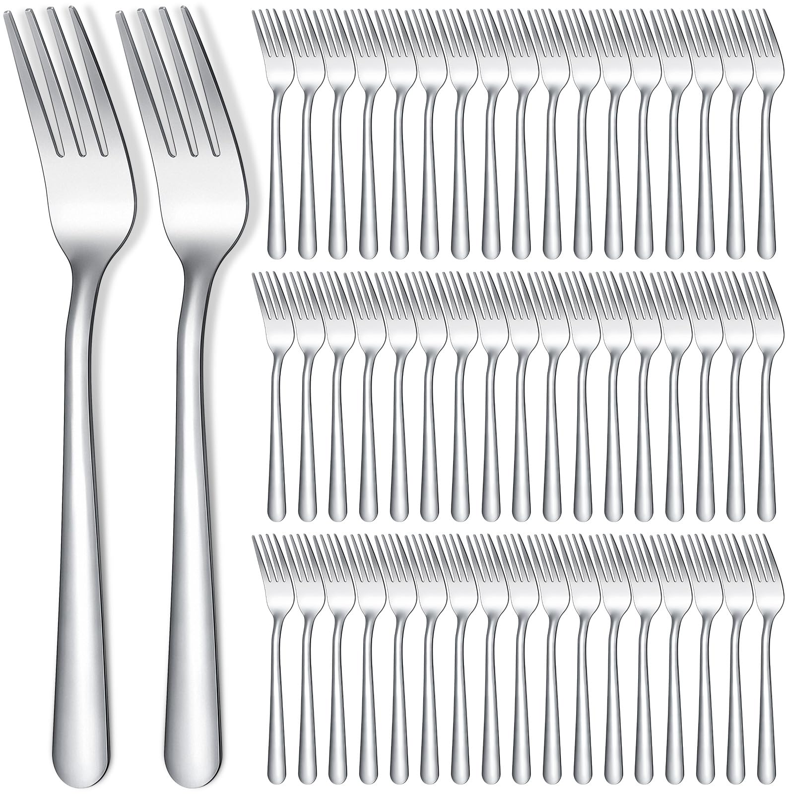 Minatee 200 Pcs Dinner Forks Bulk Set 8 Inches Stainless Steel Metal Forks Silverware Table Forks Set Mirror Polished Salad Flatware Forks for Home Restaurant Kitchen