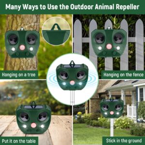 Solar Ultrasonic Animal Repeller,2024 Upgrade Cat Repellent Outdoor,Solar Outdoor Animal Repeller Squirrels Repellent with Motion Sensor and Flashing Lights,Dog Repellent,Repel Raccoon,Skunk,Squirrels