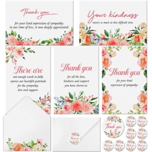 jetec 100 pack pink rose funeral sympathy bereavement thank you cards with envelopes and stickers bulk greeting cards for family loved ones bus driver wishes holiday celebration