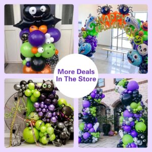 NISOCY Halloween Balloons Arch Kit, 100PCS Purple and BlackLime Green Balloons Graland Kit with Black Purple Green Confetti Balloons for Halloween Birthday Party Decorations