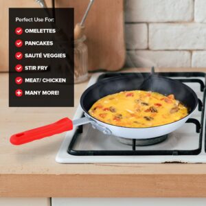 10" Pro Series Aluminum Nonstick Frying Pan, 3.5mm Thick Aluminum Professional Non Stick Pan, Every Day Use Heavy Duty Non Stick Frying Pan with Deep Sloped Sides and Riveted Handle for Extra Comfort