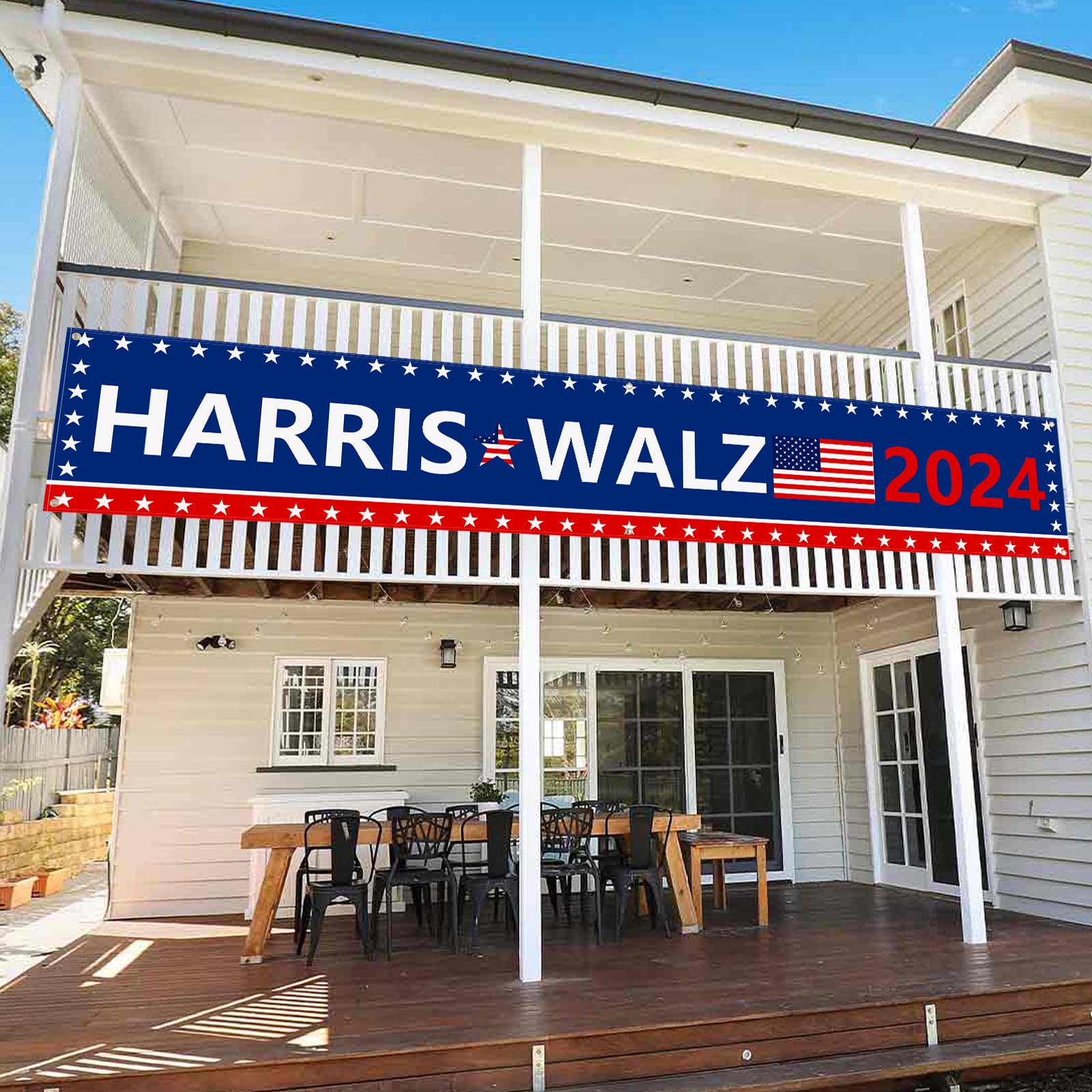 Probsin Harris Walz 2024 Banner 120" x 20" Support Kamala Harris Tim Walz for President VP Banner Yard Sign Party Supplies Photo Backdrop Poster Hanging Outdoor Gate Decor Fence Door Indoor Wall