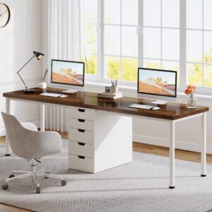 tribesigns two person computer desk with 5 drawers, 78.7 inches extra long double office desk, modern simple double computer desk study writing table workstation for home office