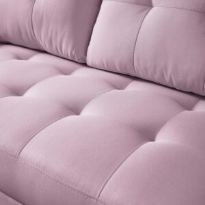 oaaktu 81" Sectional Sleeper Sofa，4 Seat U-Shaped Sofa Couch with Linen Fabric and Double Chaises, Modern Living Room Furniture Sets for Apartment (Pink)