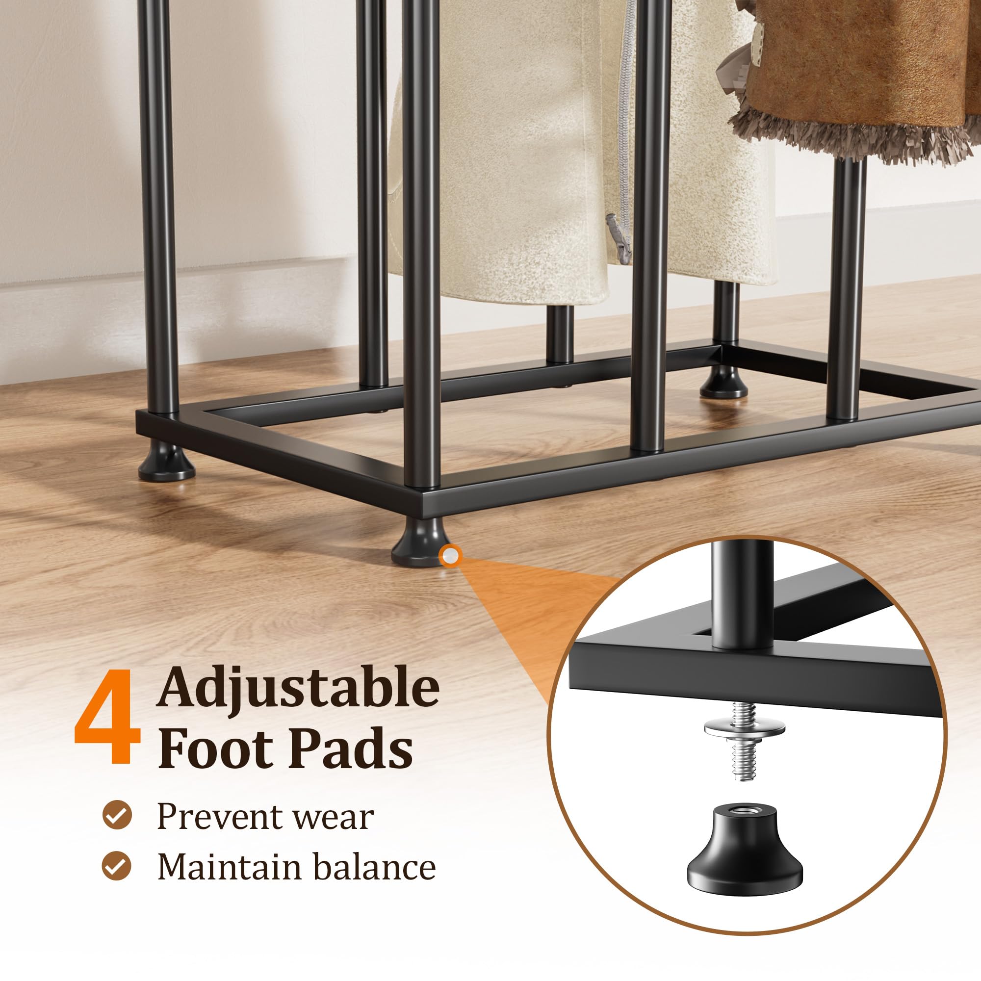 Freestanding Boot Rack Organizer Tall Boots - Vertical Shoe Storage Organizer for 4 Pairs, Prevents Creases & Sagging, Space-Saving Design for Entryways, Closets, Bedroom, Patio Outdoor, Hallway