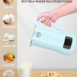 20oz Nut Milk Maker Machine - Multi-Functional Automatic Almond Milk Machine with 10 Blades, Plant-Based Milk, Oat, Soy, Oat, Dairy Free Beverages with 12 Hours Timer/Auto-clean/Boil（blue）