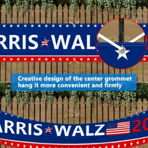 Probsin Harris Walz 2024 Banner 120" x 20" Support Kamala Harris Tim Walz for President VP Banner Yard Sign Party Supplies Photo Backdrop Poster Hanging Outdoor Gate Decor Fence Door Indoor Wall