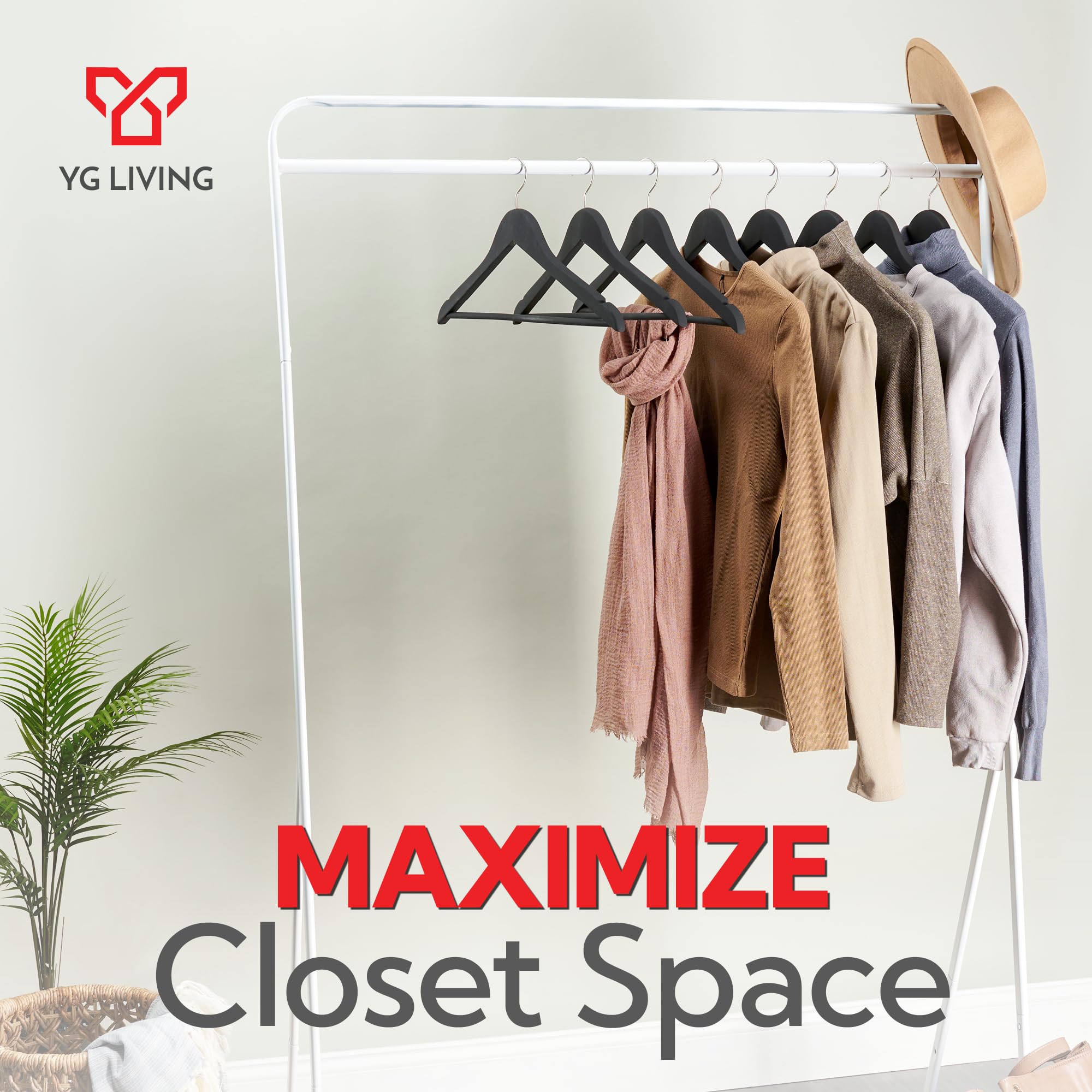 YG Living Black Wooden Hangers - 20 Pack - Elegant Clothes Hangers - Clothing Hangers for Closet, Dorm, Teens and Adults - Hang Coats, Suits, Jackets - Heavy Duty Hangers - Coat Hanger with Notches