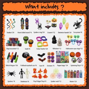 306 PCS Halloween Party Favors Bulk, Halloween Goodie Bags Fillers for Trick or Treat, Fidget Toys Bulk, Halloween Treats Non Candy Carnival Treasure Box Classroom School Kids Adults Prizes Gifts