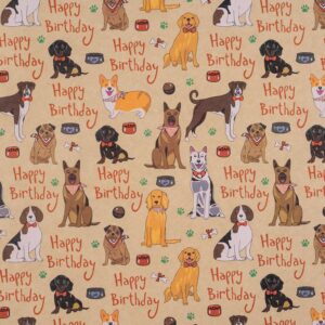 RUSPEPA Kraft Wrapping Paper Roll - Mini Roll - Happy Birthday Dogs Design Great for Kids' Birthday, Boys' Birthday Party and More - 17 Inches X 16.5 Feet