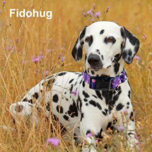 Fidohug Martingale Collar for Dogs with Buckle Floral Dog Collar Girl Female Soft Nylon Dog Collars for Small Medium Large Dogs (Purple Flower, S)